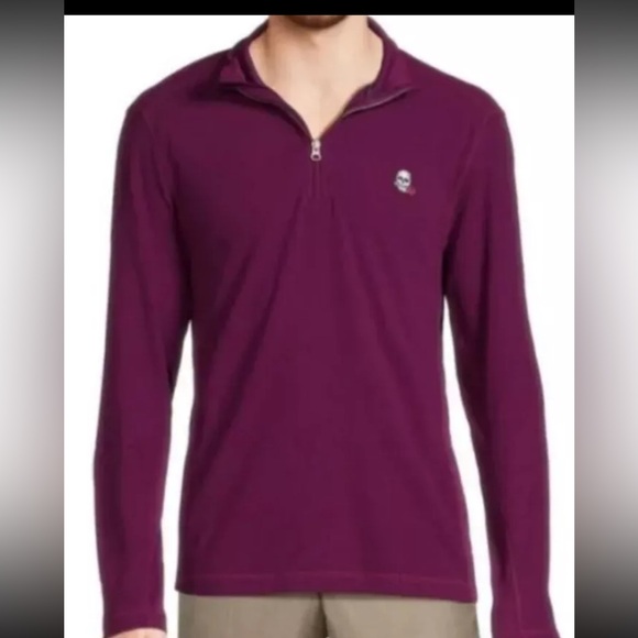 Robert Graham Polaris Berry Classic Fit Quarter Zip-Up Pullover Size Large